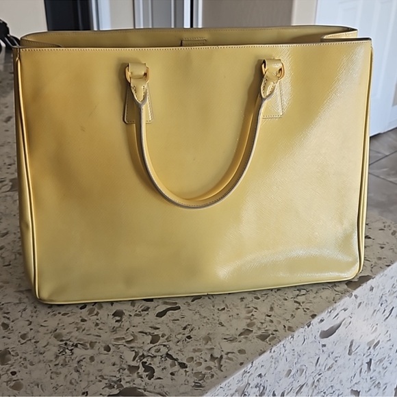 Prada Yellow Leather Tote Bag - Picture 6 of 11